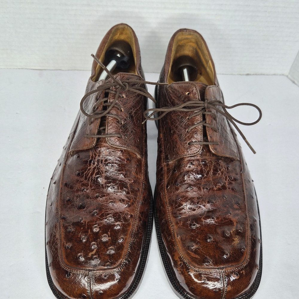 Men's Brown Ostrich Leather Lace-Up Dress Shoes